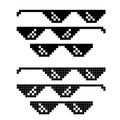 Popular Meme Pixel Glasses Set On White