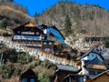 Popular mountain village Hallstatt with his traditional houses.