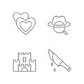 Popular movie types pixel perfect linear icons set