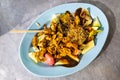 Popular Penang fruit rojak served with prawn paste and groundnuts Royalty Free Stock Photo