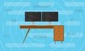 Popular programming languange in 2018 with screen code script and working desk