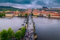 Popular promenade on the famous Charles bridge, Prague, Czech Republic