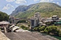 Popular reconstructed Old Bridge, Mostar Bosnia Herzegovina Royalty Free Stock Photo