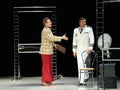 Popular Russian actors Dmitry Isaev and Sergey Astakhov during a performance on the stage of the theater