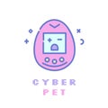 Popular 90s electronic game flat line icon. Pastel goth pink girly clip art.