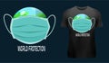 Popular shirt design on earth background using a mask