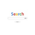 Popular simple Internet Search engine form on white background.