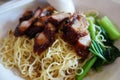 Popular Singapore Chinese street food, wantan mee Royalty Free Stock Photo