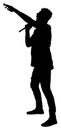 Popular singer super star silhouette. Singer man. Attractive music artist on the stage.