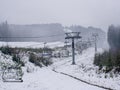 the cable car in Bukovel in winter