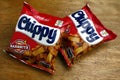 Popular snack food chips in foil packs