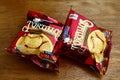 Popular snack food chips in foil packs