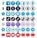 Popular social media icons in different forms