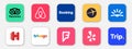 Popular Social Media Icons: In, Instagram, Facebook, Google, Youtube, Apple, Dribbble, Tiktok. Vector Set Of Social Networking