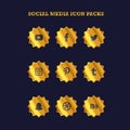 Popular Social Media Icon Packs Badge Gold Color