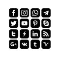 Popular social media icons set black and white. Royalty Free Stock Photo