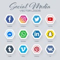 Popular social media logos collection Royalty Free Stock Photo