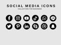 Popular social media networking collection black set free vector