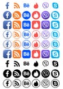 Popular social media and other icons in different forms Royalty Free Stock Photo