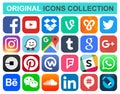 Popular social media and other icons Royalty Free Stock Photo