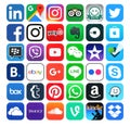 Popular social media, video and navigation icons