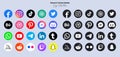 Popular social network symbols, social media logo icons collection