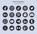 Popular social network symbols, social media logo icons collection