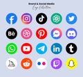 Popular social network symbols, social media logo icons collection