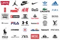 Popular sportswear brands icons set