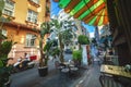 Popular street cafe in Cihangir quarter, Beyoglu district Royalty Free Stock Photo