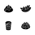 Popular sweets black glyph icons set on white space Royalty Free Stock Photo
