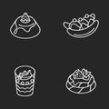 Popular sweets chalk white icons set on black background Royalty Free Stock Photo