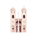 Cartoon Symbols of Italy. Popular Tourist Architectural Object: Church of the Most Holy Trinity on the Mounts, Rome.