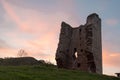 Popular tourist attraction site: Ruins of a medieval tower castle of XII century. Asturias. Spain Royalty Free Stock Photo
