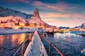 Popular tourist destination - footbridge above Gravdalbukta bay.