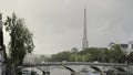 A popular tourist destination. Paris- France, 09.10.2022: Action. Autumn landscape where residential buildings, a bridge