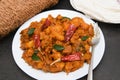 Popular traditional South Indian Kerala food Kappa or tapioca biryani hot and spicy dish