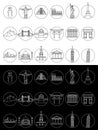 Popular travel landmarks icons