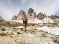 Popular Tre Cime di Lavaredo tour around sharp peaks massif