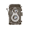 Vintage old TLR medium format film camera Royalty Free Stock Photo