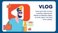 Popular Video Blog Flat Vector Banner Template