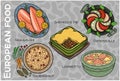 Popular Western & Central European Food Set. Hand-drawn & Vector Royalty Free Stock Photo