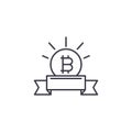 Popularity of bitcoin linear icon concept. Popularity of bitcoin line vector sign, symbol, illustration.