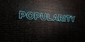 POPULARITY -Realistic Neon Sign on Brick Wall background - 3D rendered royalty free stock image