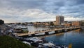 Populated Zadar center bridge called Gradski Most and surrounding cityscape