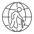 Population ageing black line icon. Eco problems. Isolated vector element. Outline pictogram for web page, mobile app