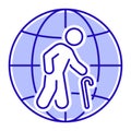 Population ageing color line icon. Eco problems. Isolated vector element. Outline pictogram for web page, mobile app, promo