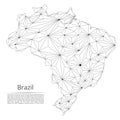 Brazil communication network map. Vector low poly image of a global map with lights in the form of cities i Royalty Free Stock Photo