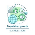 Population growth concept icon. World human overpopulation idea thin line illustration. Increasing number of people