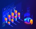 Population growth by quarter. Abstract blue isometric finance background. Vector illustration Royalty Free Stock Photo